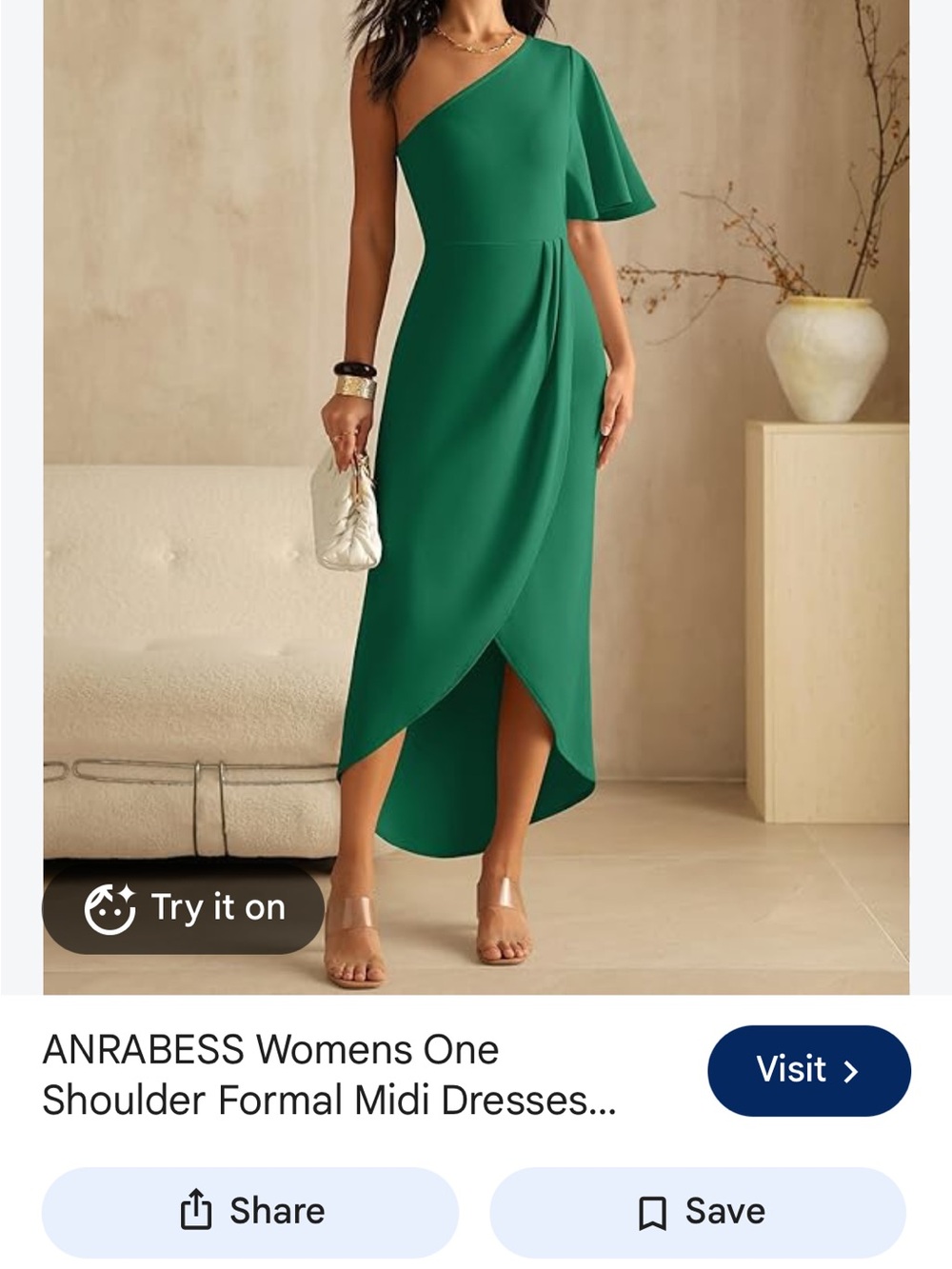Green One-Shoulder Midi Dress